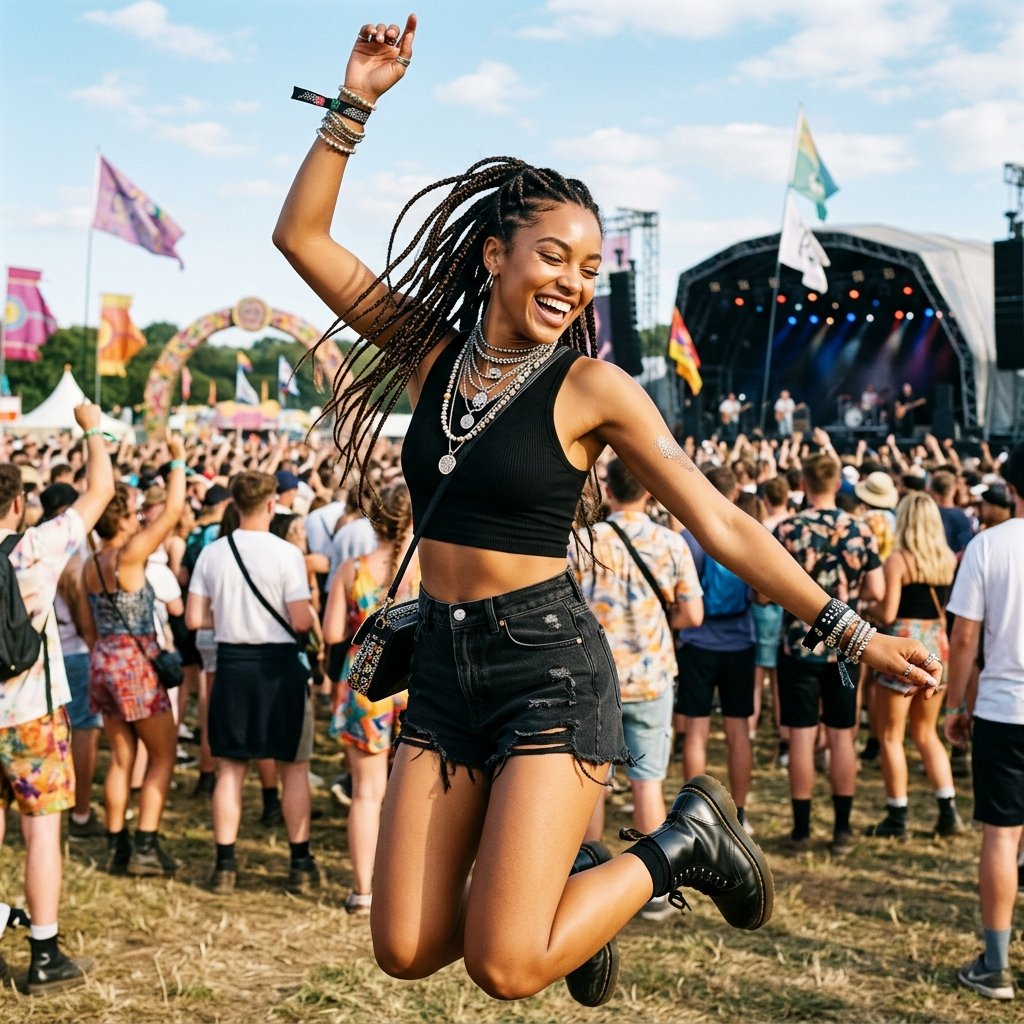Black Shorts Festival Outfit Ideas