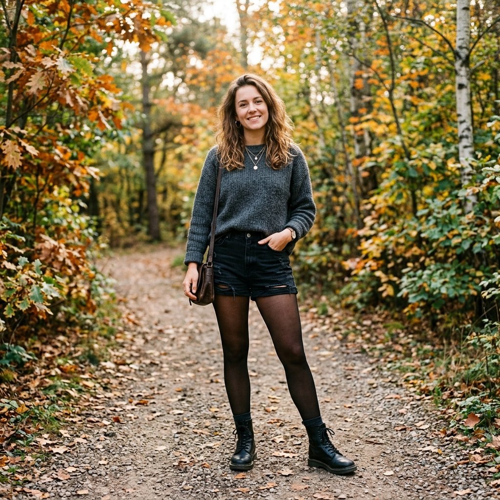 Black Shorts and Boots Outfit Ideas