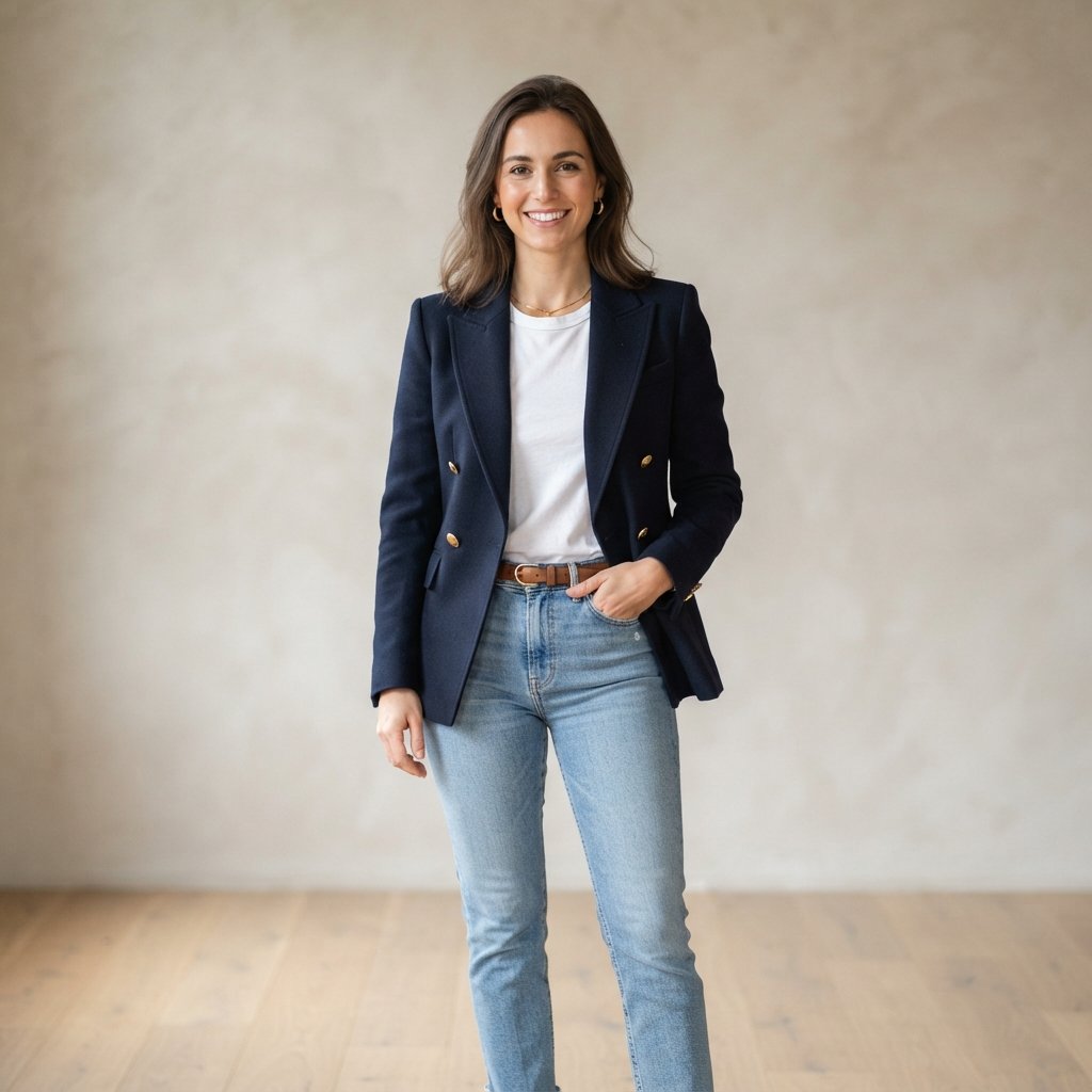 Light Blue Jeans and Blazer Outfit Ideas
