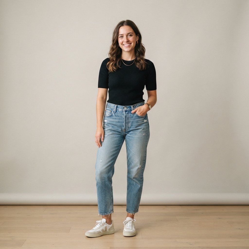 Light Blue Jeans and Boyfriend Fit Outfit Ideas