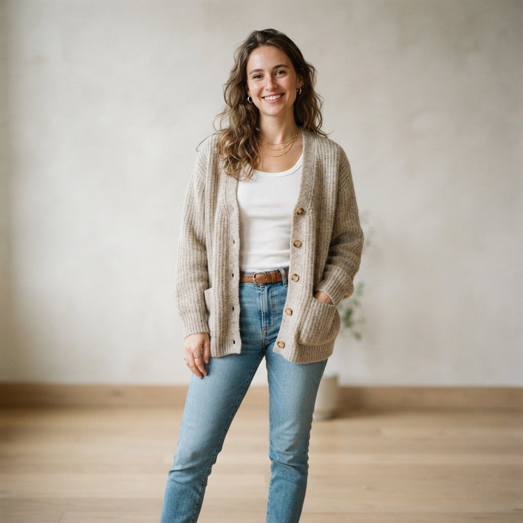 Cardigan Outfits with Light Blue Jeans