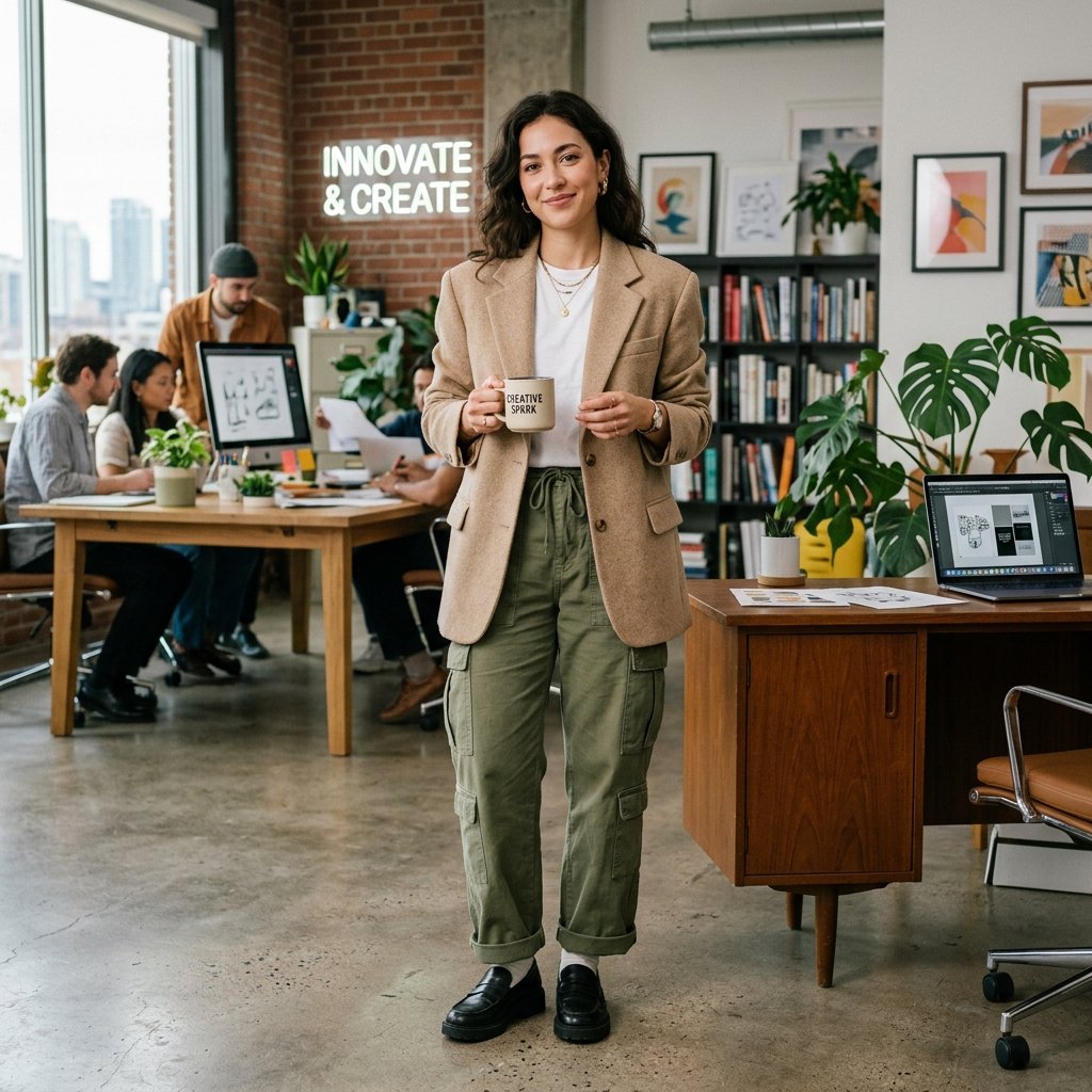 Cargo Pants and Oversized Blazer Idea