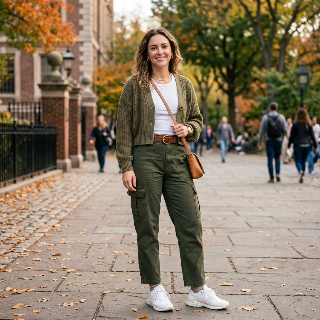 Cargo Pants and Cropped Cardigan Idea