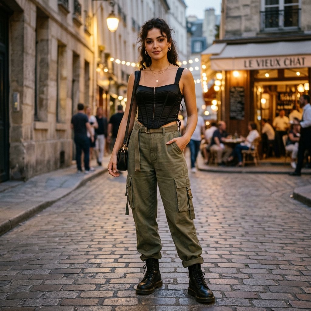 Cargo Pants and Corset Top Idea