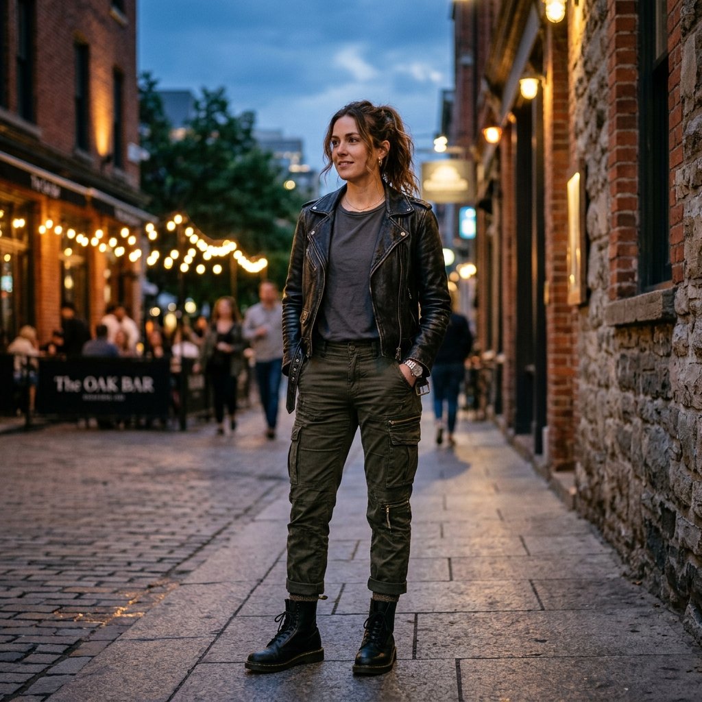 Cargo Pants and Leather Jacket Idea