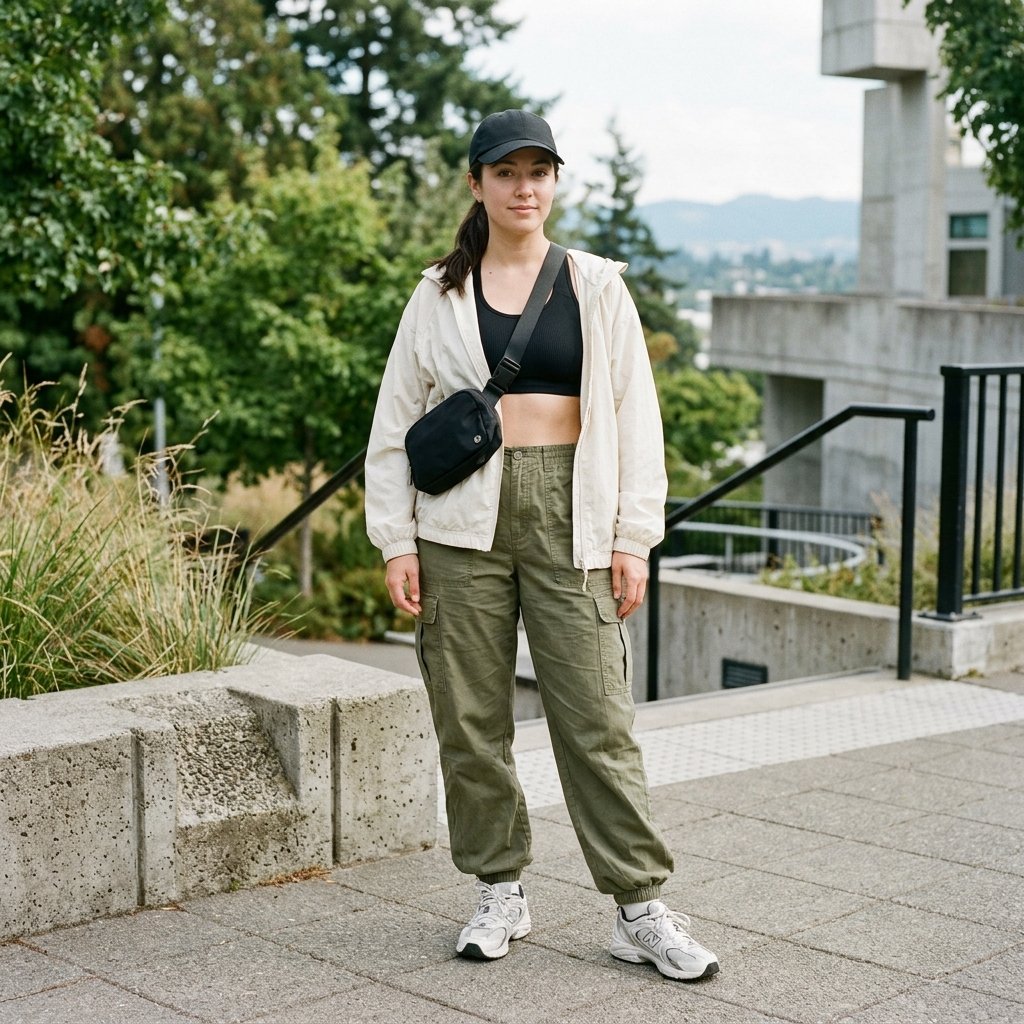 Cargo Pants and Sports Bra Idea