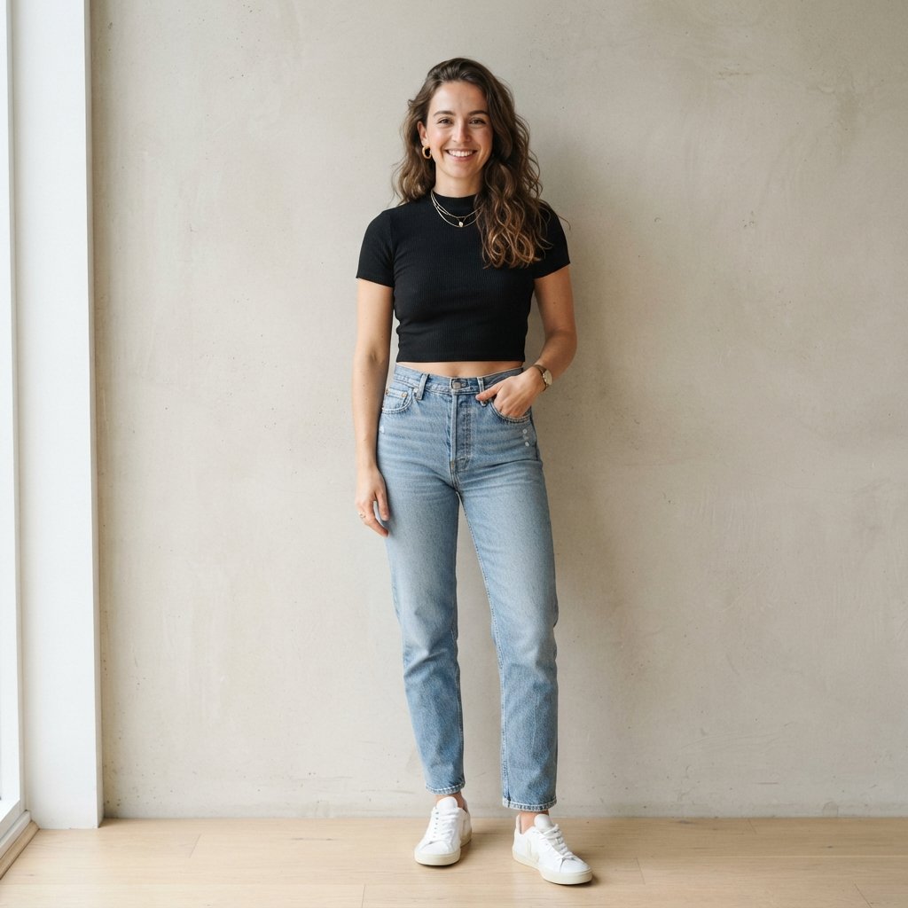 Light Blue Jeans and Crop Top Outfit Ideas