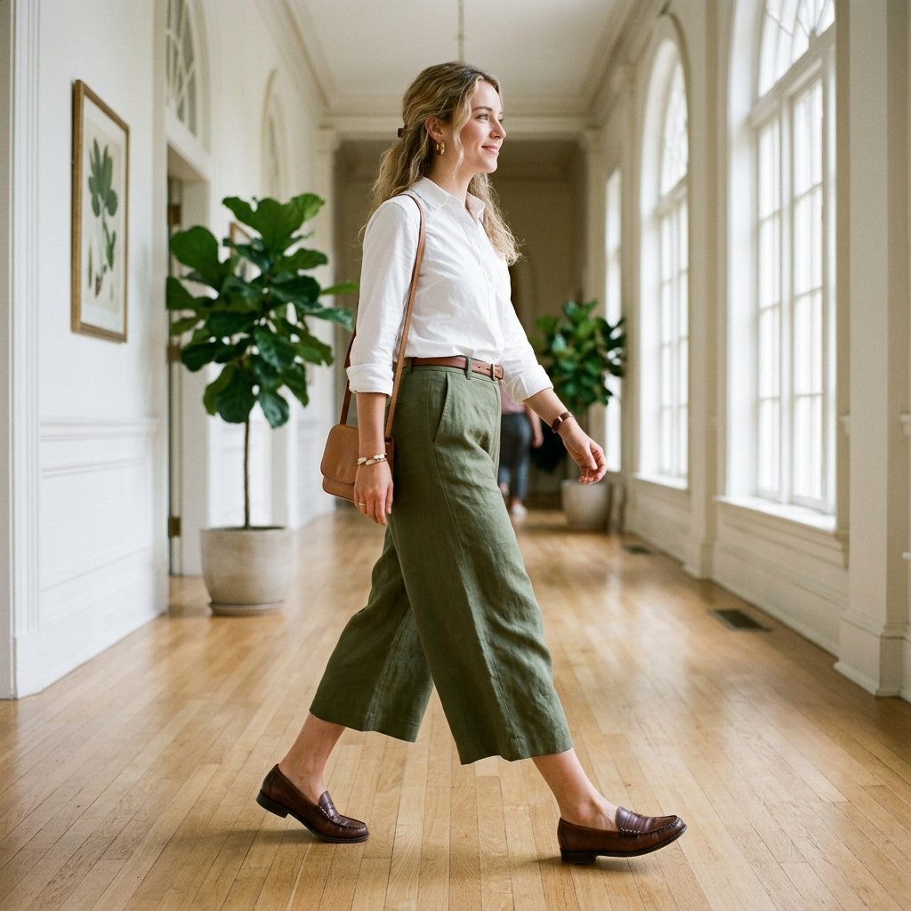 Culottes and Loafers Business Casual Outfits