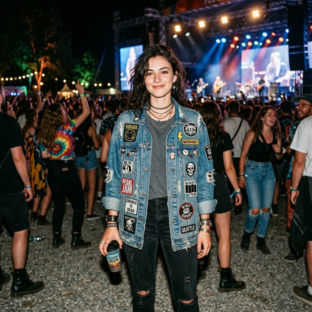 33 Olivia Rodrigo Concert Outfits: A Complete Style Guide 5 Grunge Denim Jacket Idea