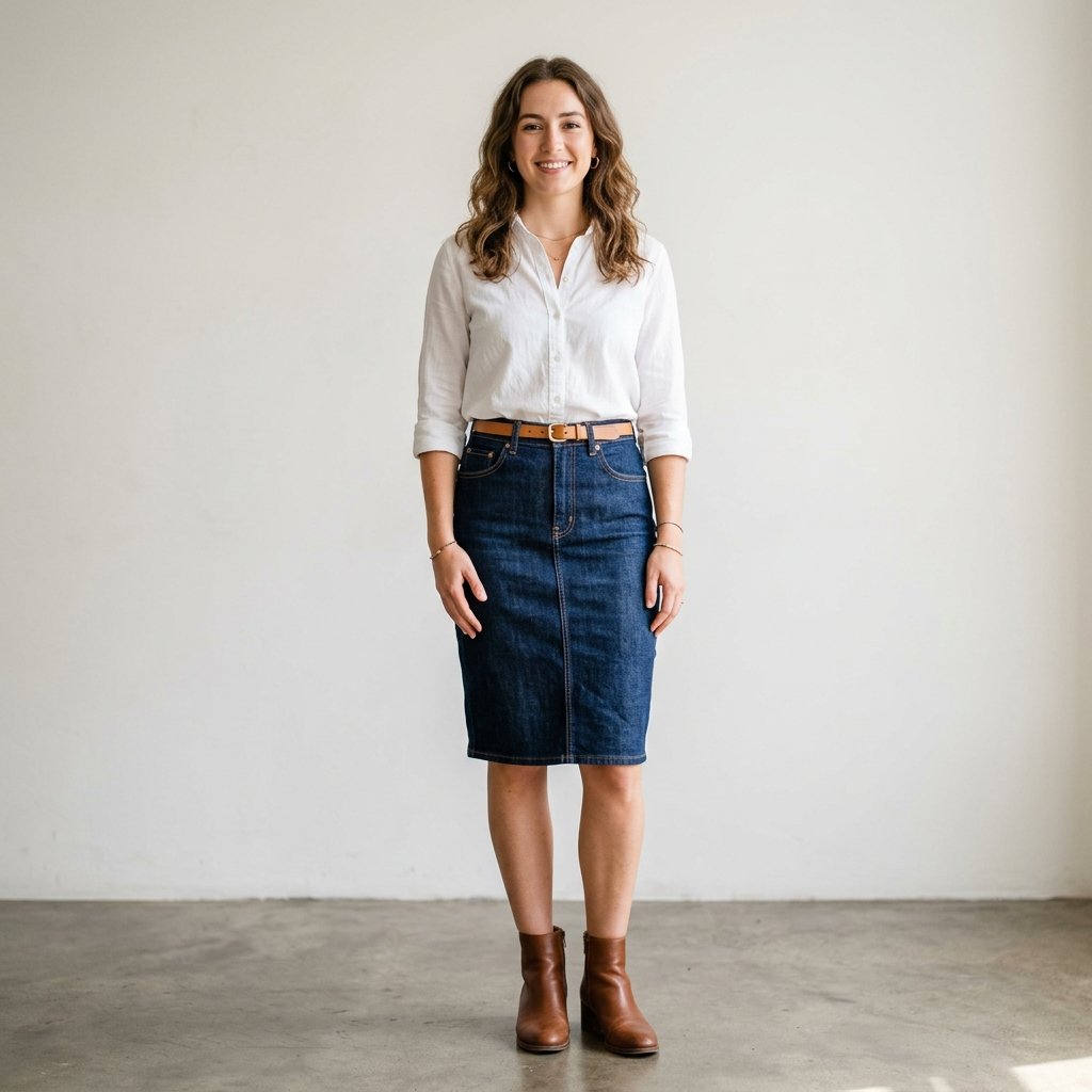 Denim Pencil Skirt Outfit Ideas