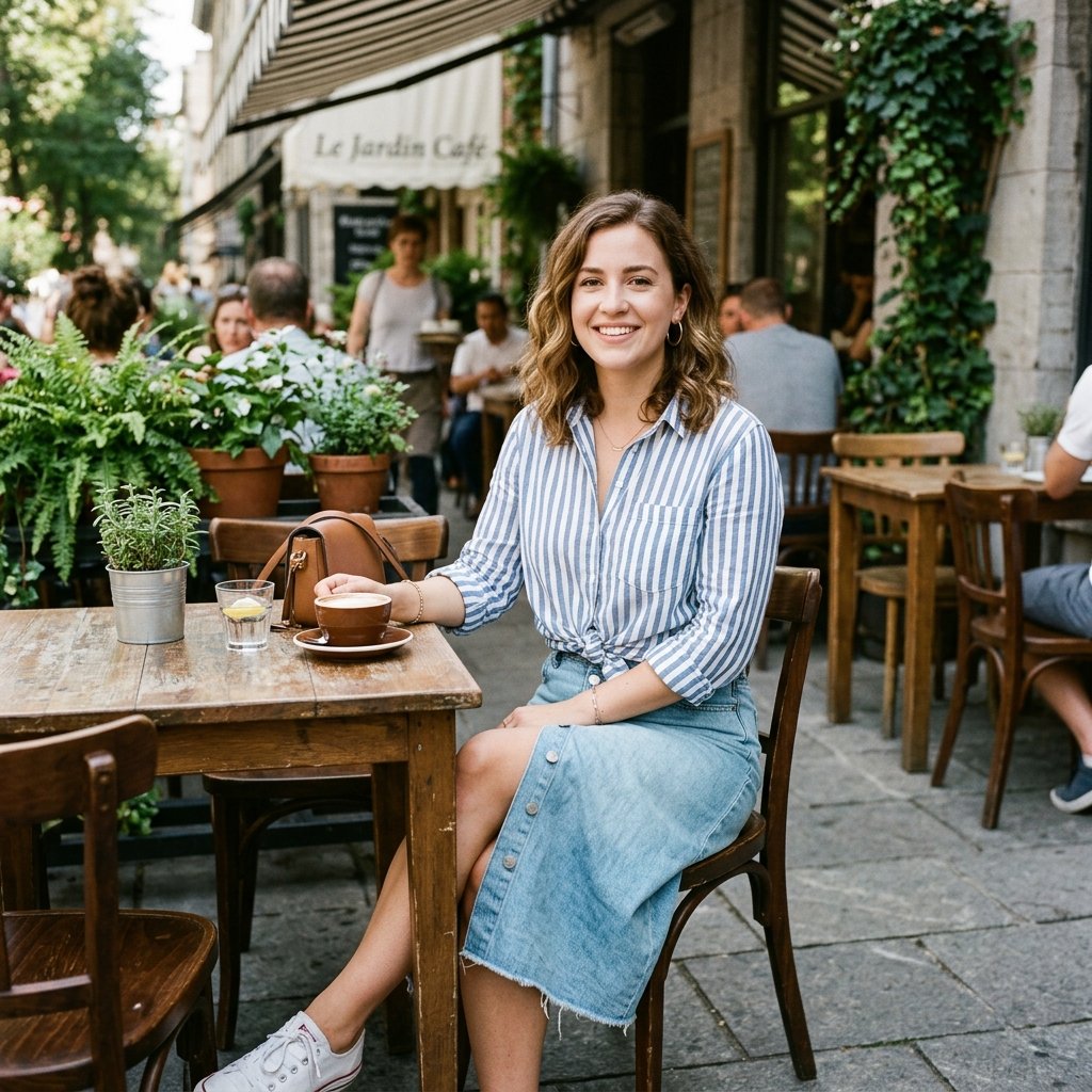 Denim Skirt and Button Down Shirt Outfit Ideas