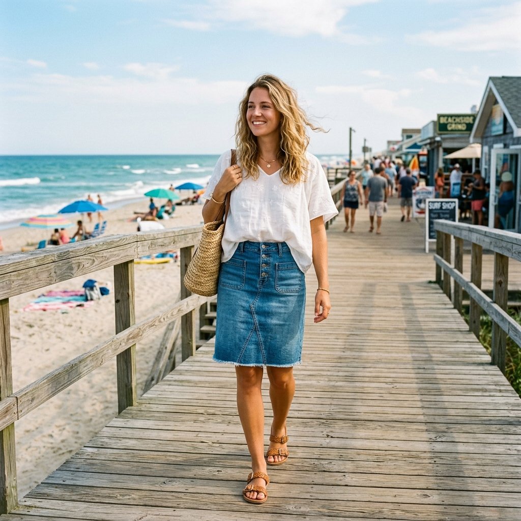 Denim Skirt and Sandals Outfit Ideas