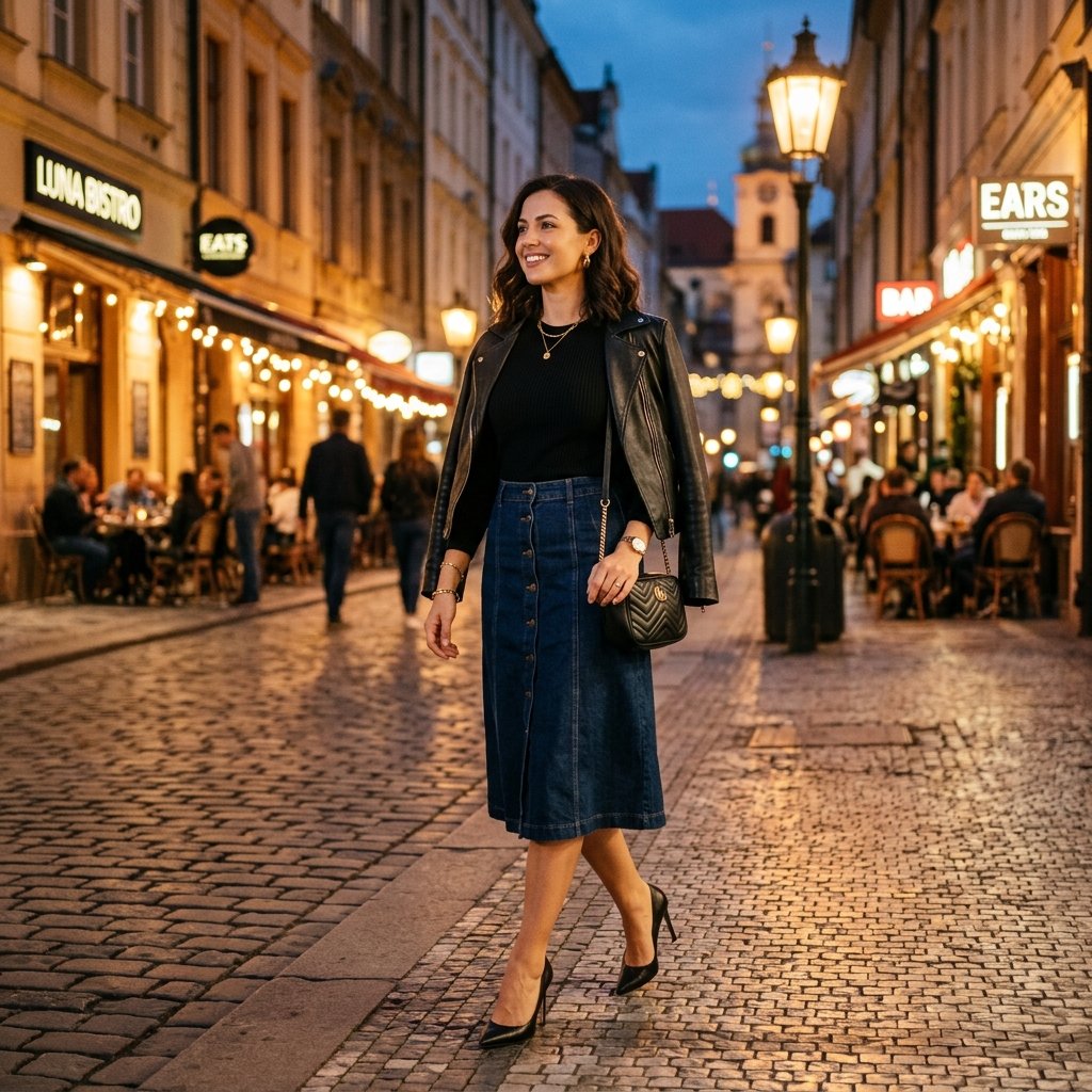 Date Night Denim Skirt Outfit Ideas