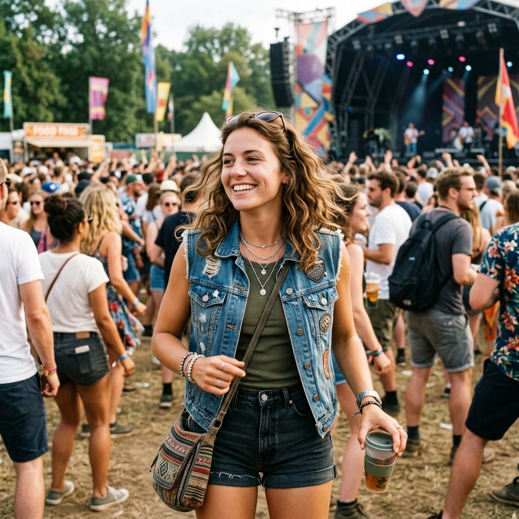 Denim Vest Concert Outfit Ideas