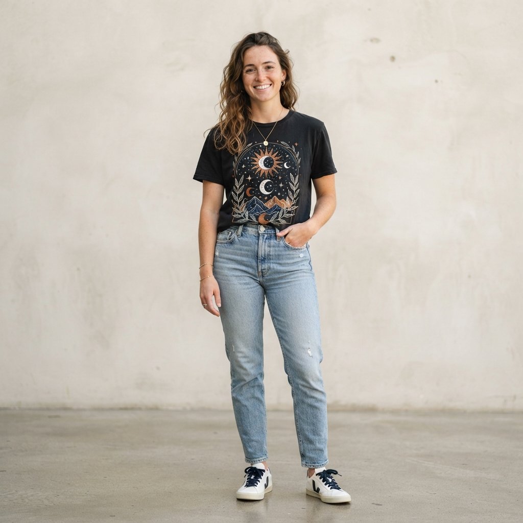 Light Blue Jeans and Graphic Tee Outfit Ideas