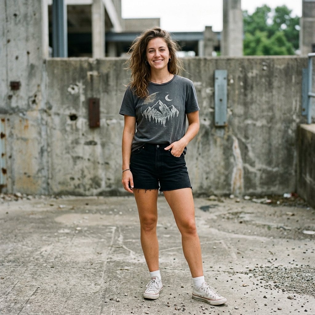 Black Shorts and Graphic Tee Outfit Ideas