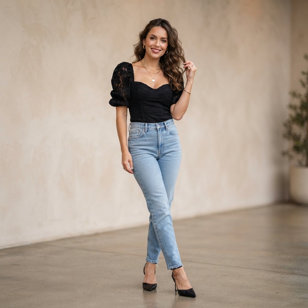 Date Night Outfits with Light Blue Jeans