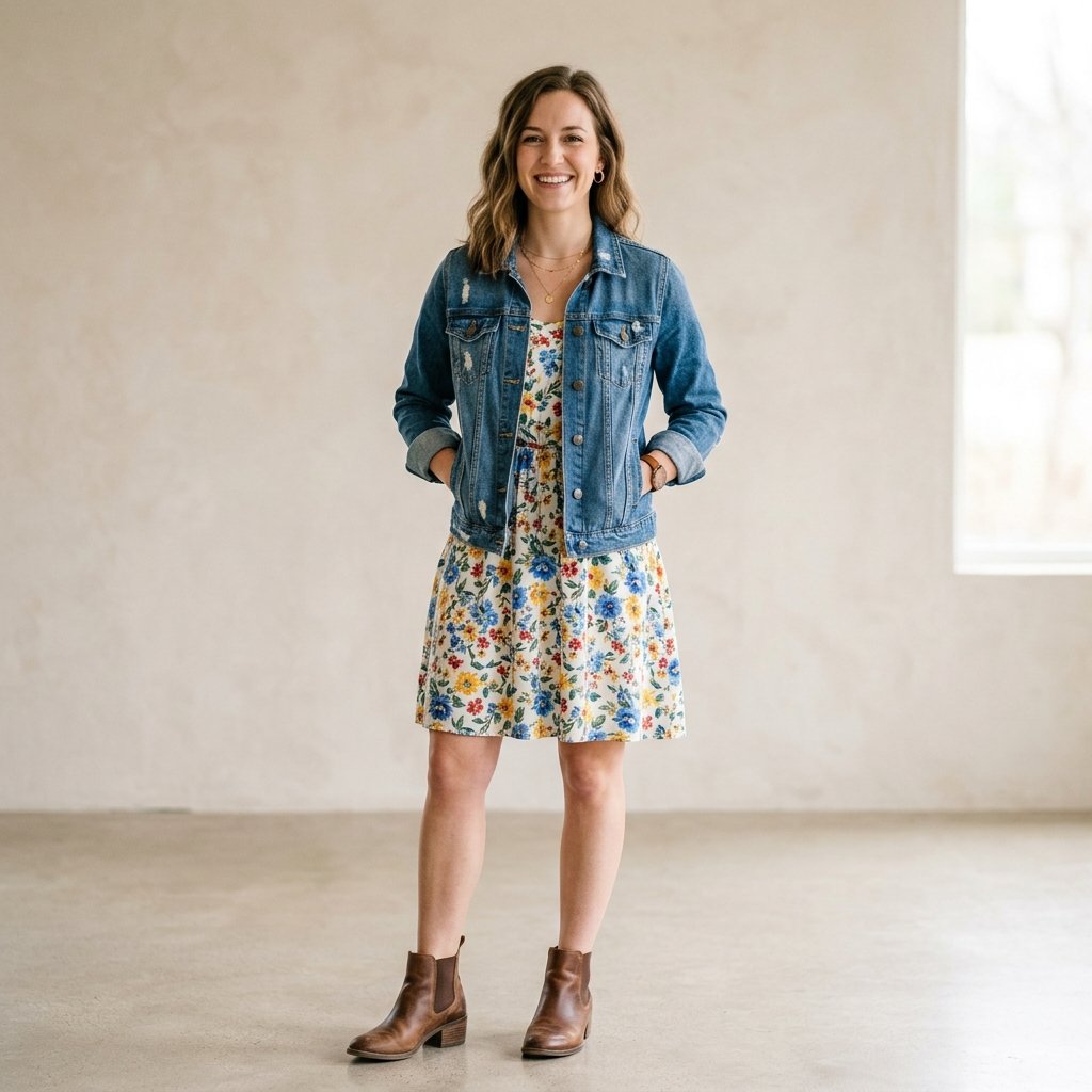 Jean Jacket and Dress Outfit Ideas