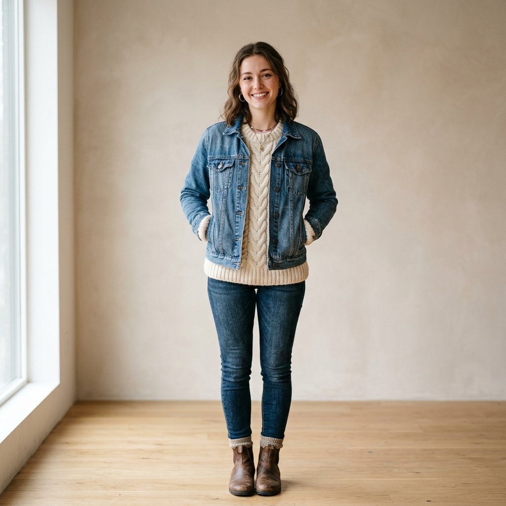 Jean Jacket with Sweater Outfit Ideas