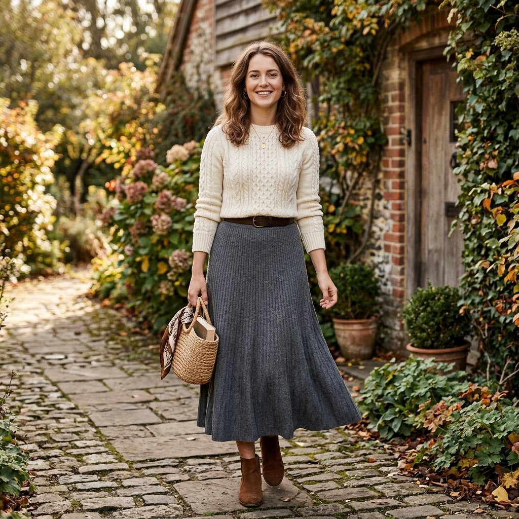 Knit Sweater and Skirt Business Casual Outfits