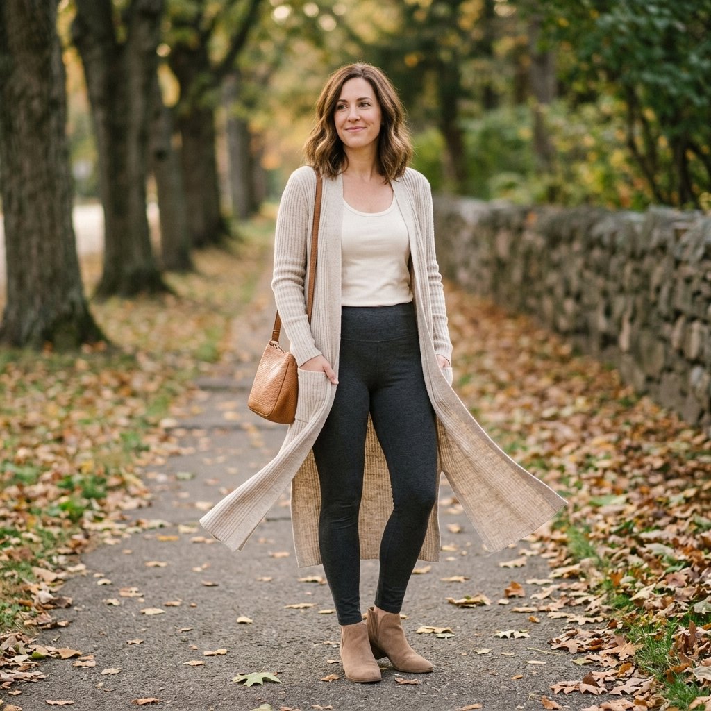 Leggings and Duster Cardigan Outfit Ideas
