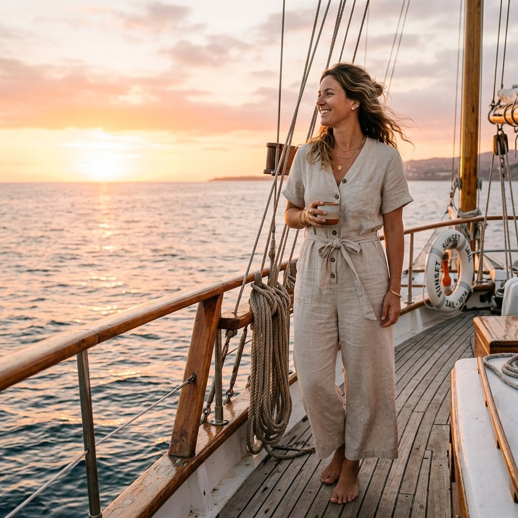 Boat Outfit with Linen Jumpsuit Idea