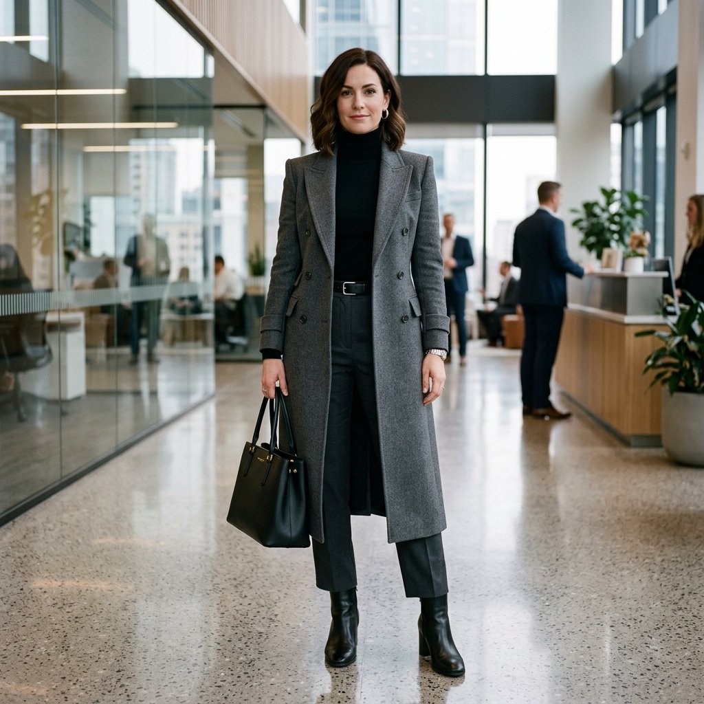 Structured Long Coat Outfits Idea