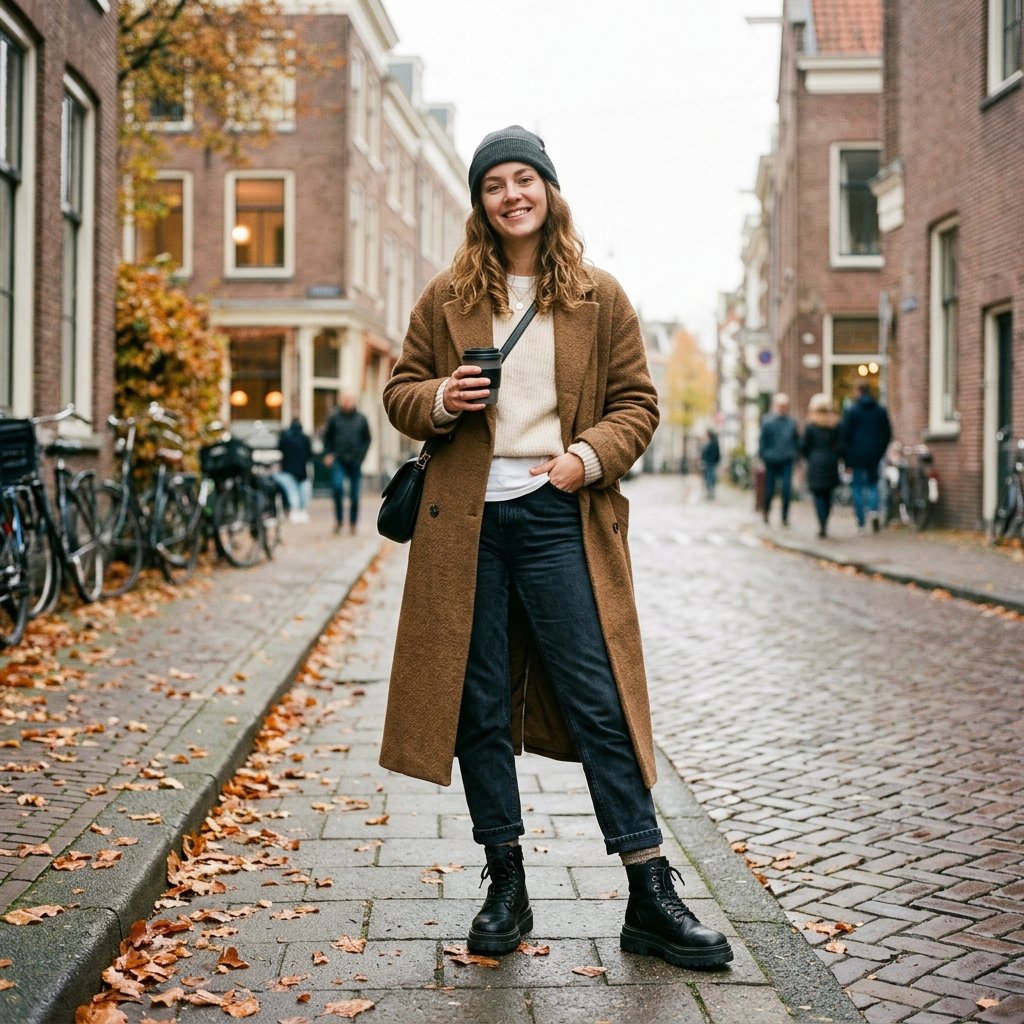 Long Coat Outfits and Chunky Boots Idea