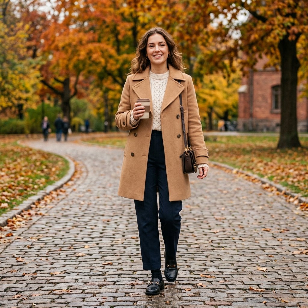 Long Coat and Loafers Idea