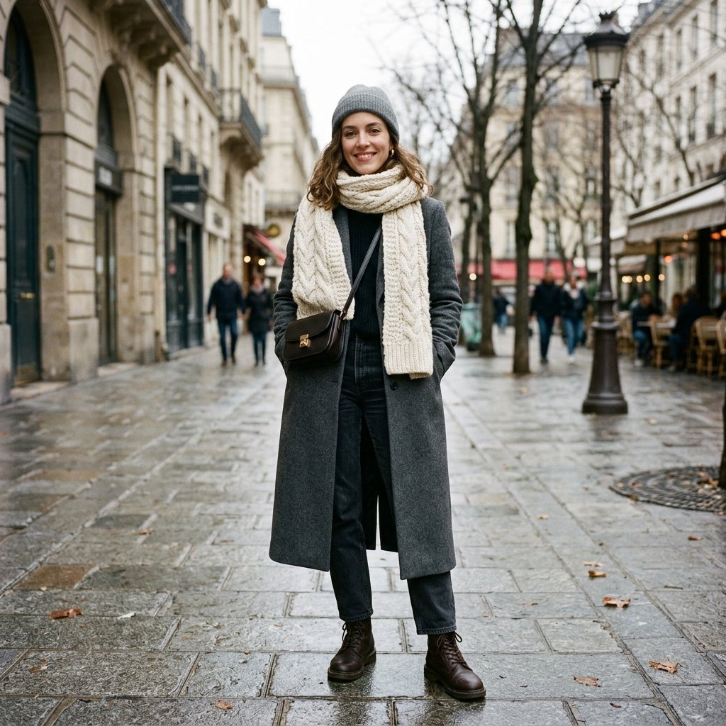 Long Coat and Scarf Styling Idea