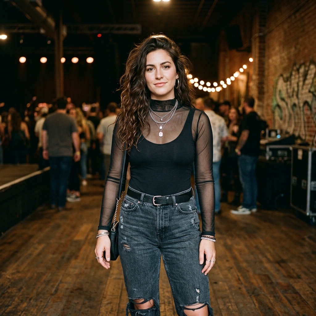 Mesh Layered Pitbull Concert Outfit Ideas