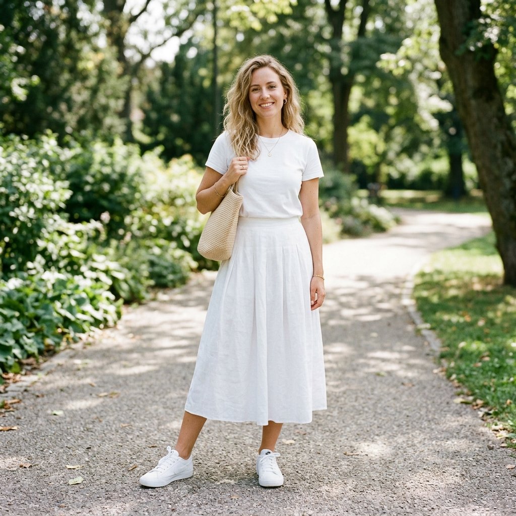 32 Midi Skirt Outfits Ideas That Are Pure Pinterest Gold 26 Midi Skirt and Sneakers Outfit Ideas