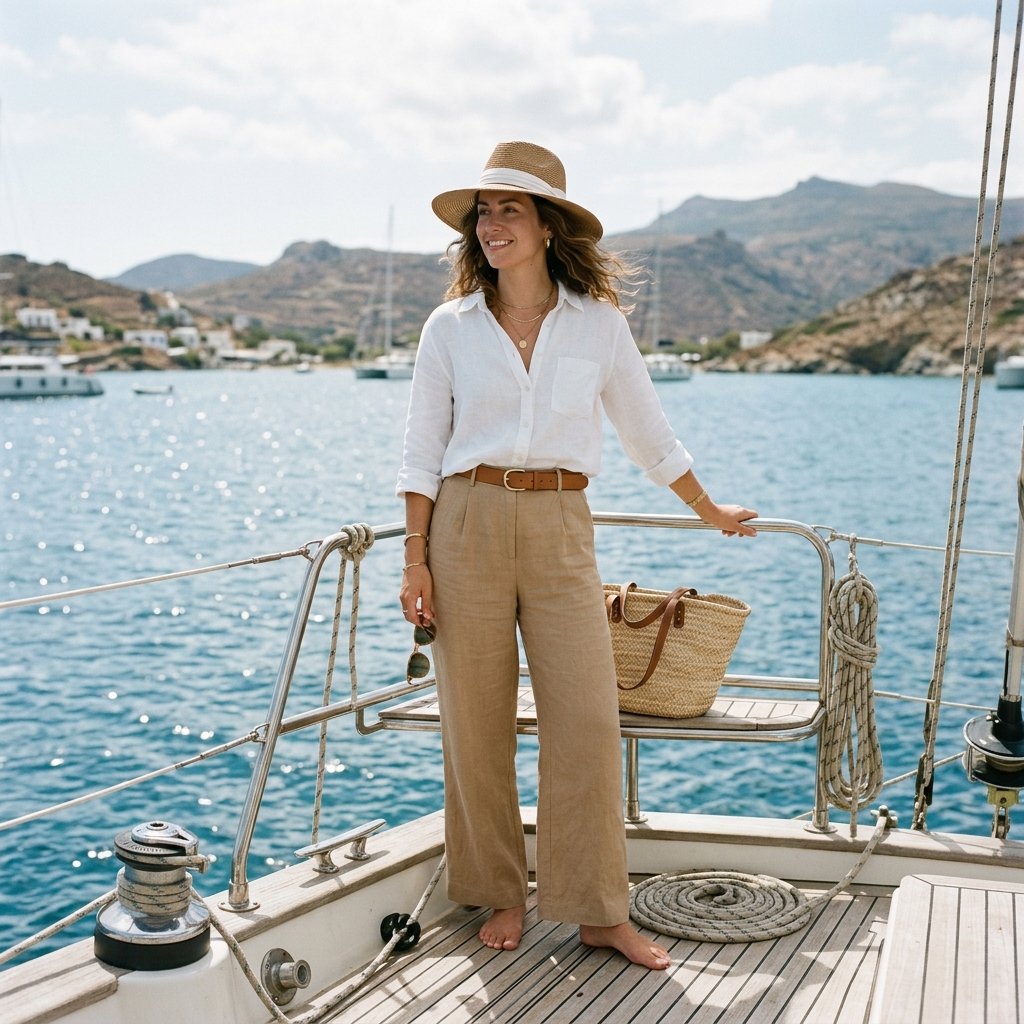 Boat Outfit with Neutral Tones Idea