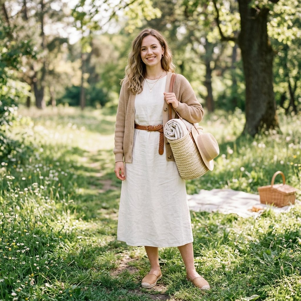 31 Picnic Outfit Ideas for a Stylish and Comfortable Day Outdoors 9 Neutral Tone Picnic Outfit Ideas