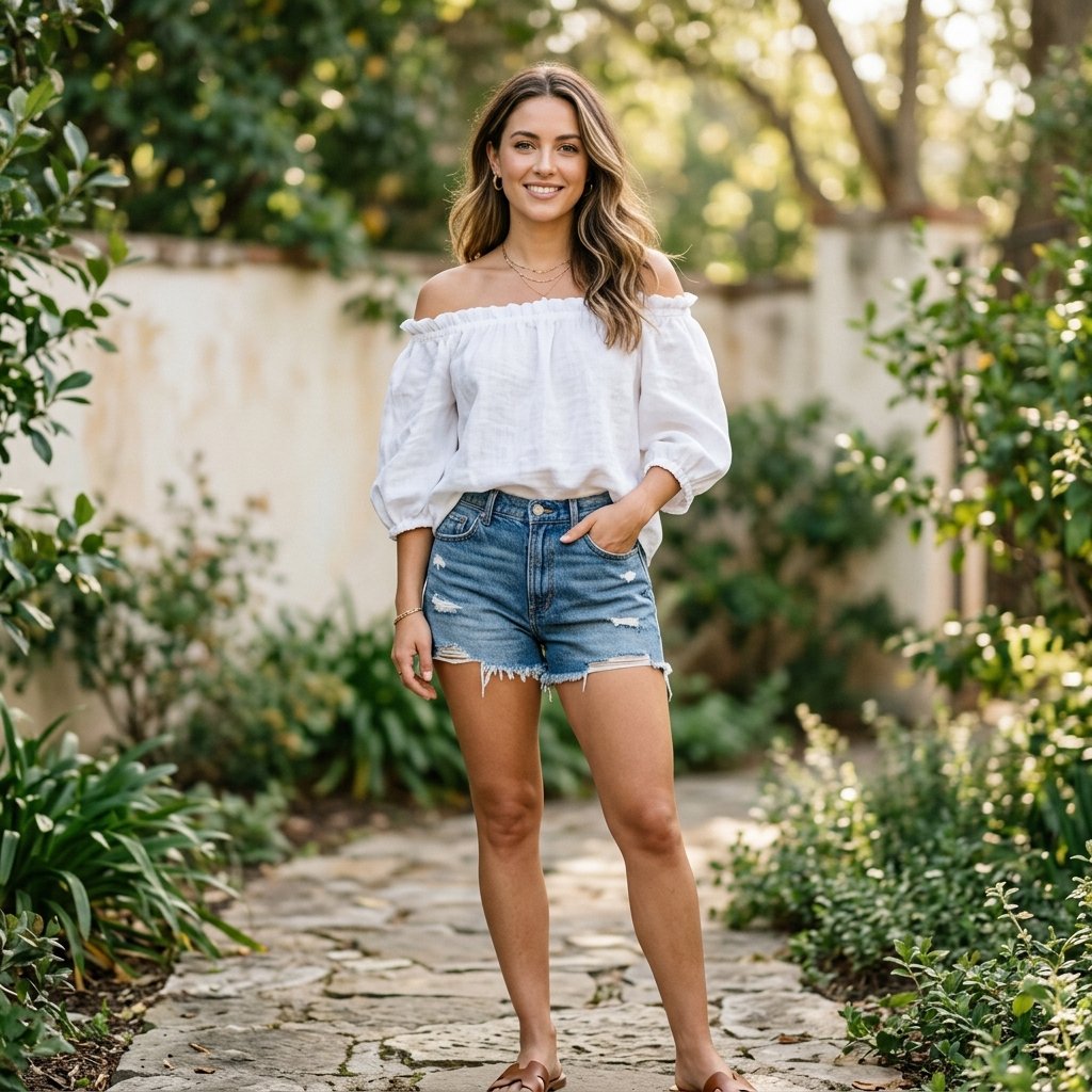 31 Picnic Outfit Ideas for a Stylish and Comfortable Day Outdoors 6 Off Shoulder Top Outfit Ideas
