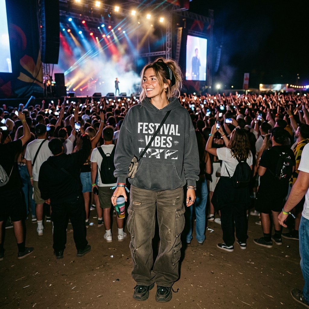 33 Bad Bunny Concert Outfit Ideas: A Complete Style Guide 21 Oversized Hoodie Concert Idea