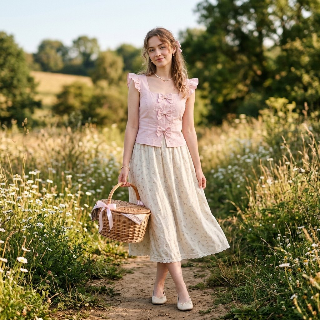31 Picnic Outfit Ideas for a Stylish and Comfortable Day Outdoors 28 Coquette Style Picnic Outfit Ideas