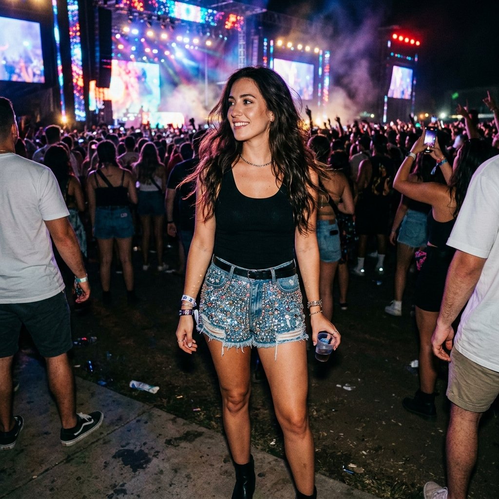 33 Bad Bunny Concert Outfit Ideas: A Complete Style Guide 22 Rhinestone Denim Idea