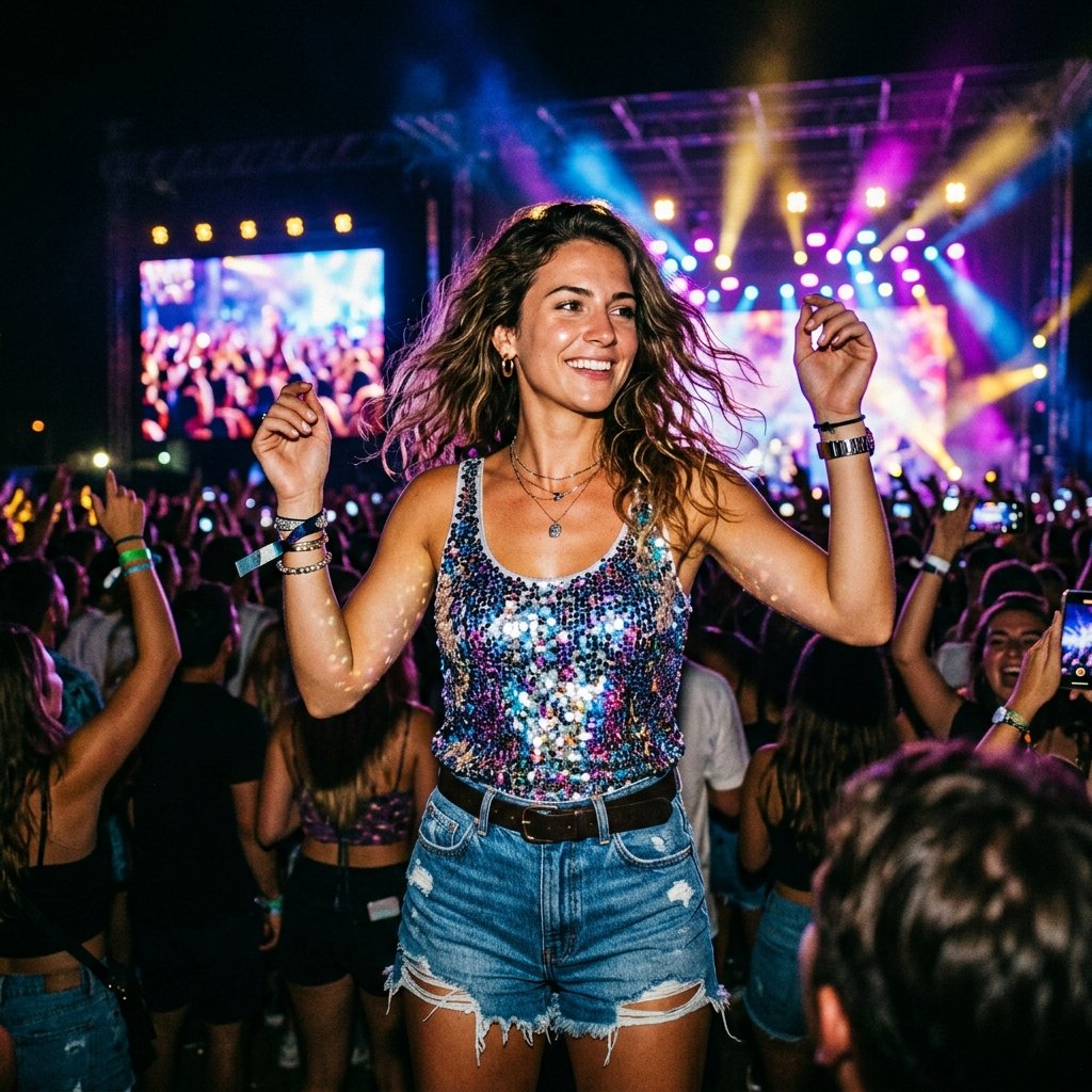 Sequin Tank Top Concert Outfit Ideas
