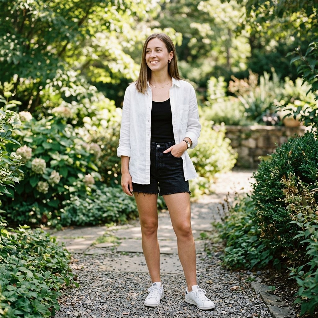 Black Shorts and Button Down Outfit Ideas