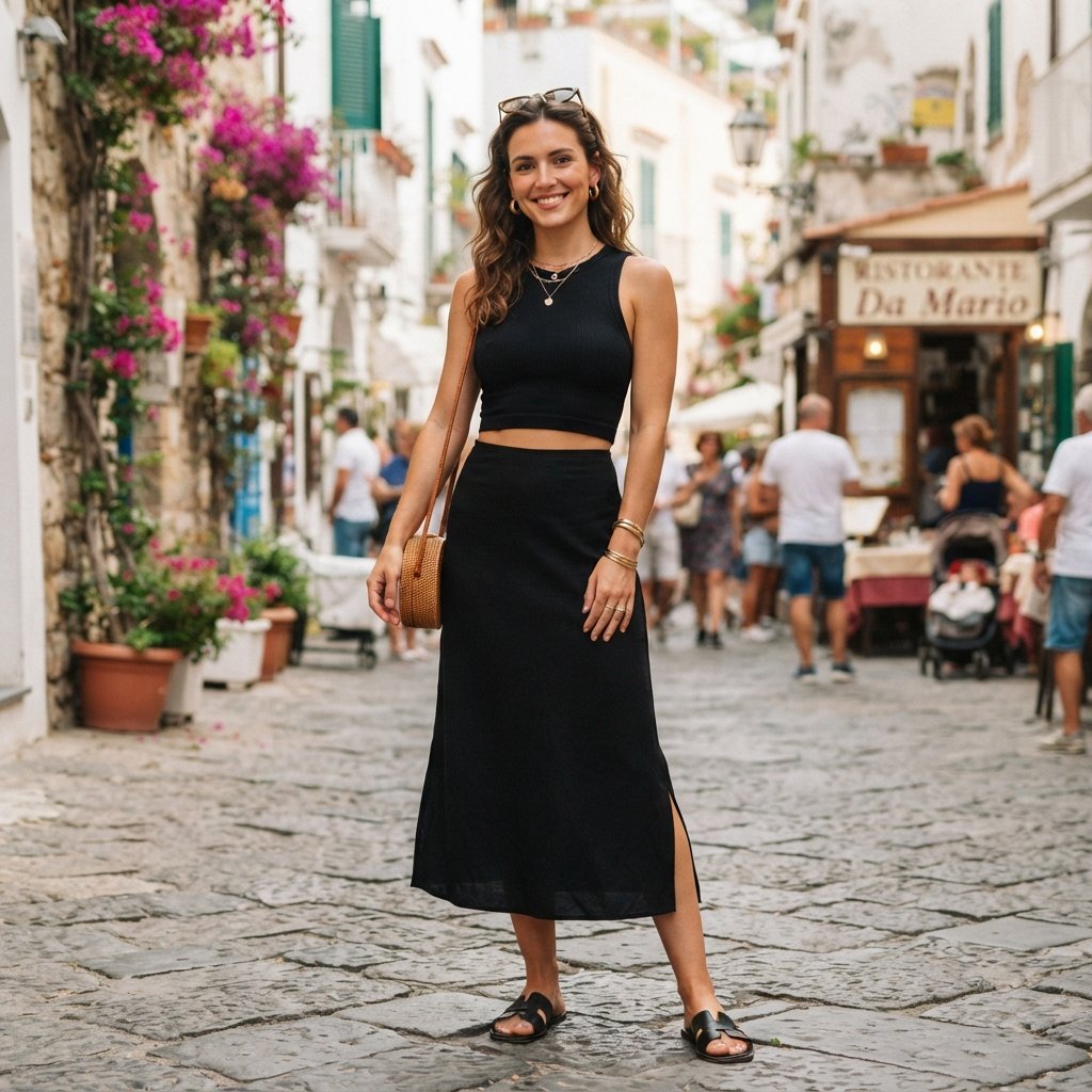 Black Skirt and Crop Top Outfit Ideas