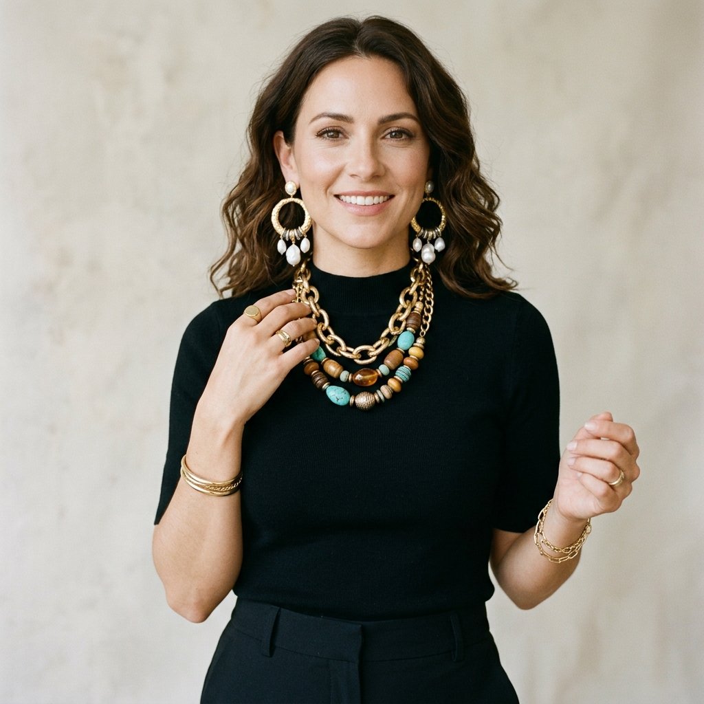 Black Pants and Statement Jewelry Ideas