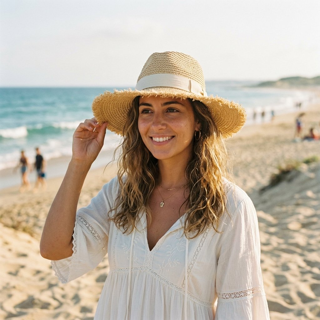 Straw Hat Beach Outfit Ideas