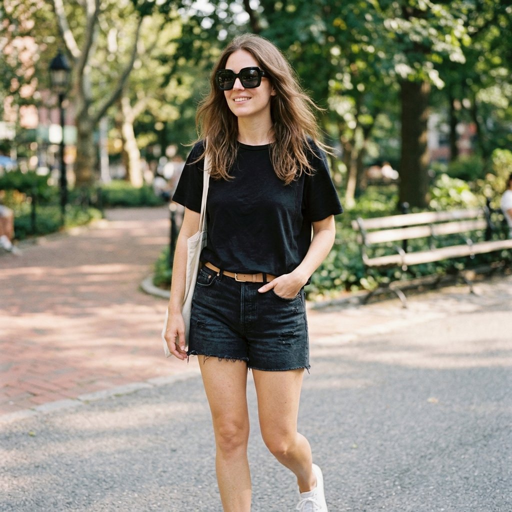 Black Shorts and Sunglasses Outfit Ideas