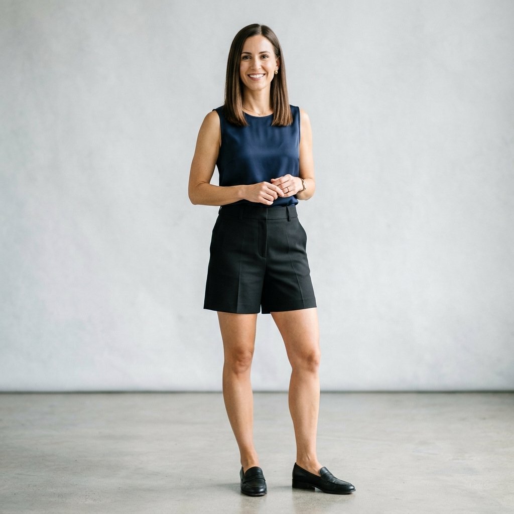 Black Tailored Shorts Outfit Ideas