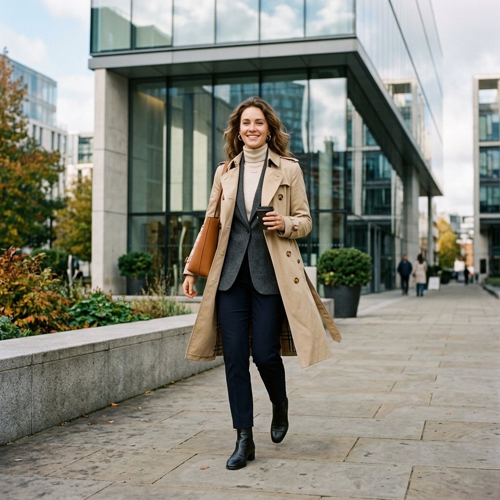 Trench Coat Layering Business Casual Outfits