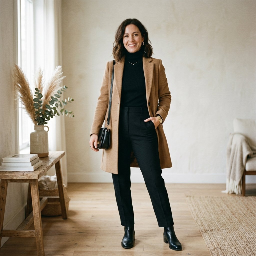 Black Pants and Turtleneck Outfit Ideas