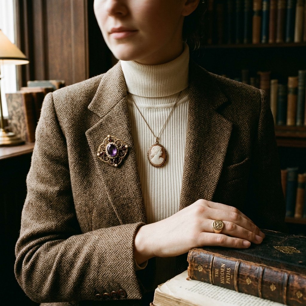 32 Dark Academia Outfits Ideas for a Timeless, Bookish Wardrobes 30 Antique Jewelry Styling Ideas