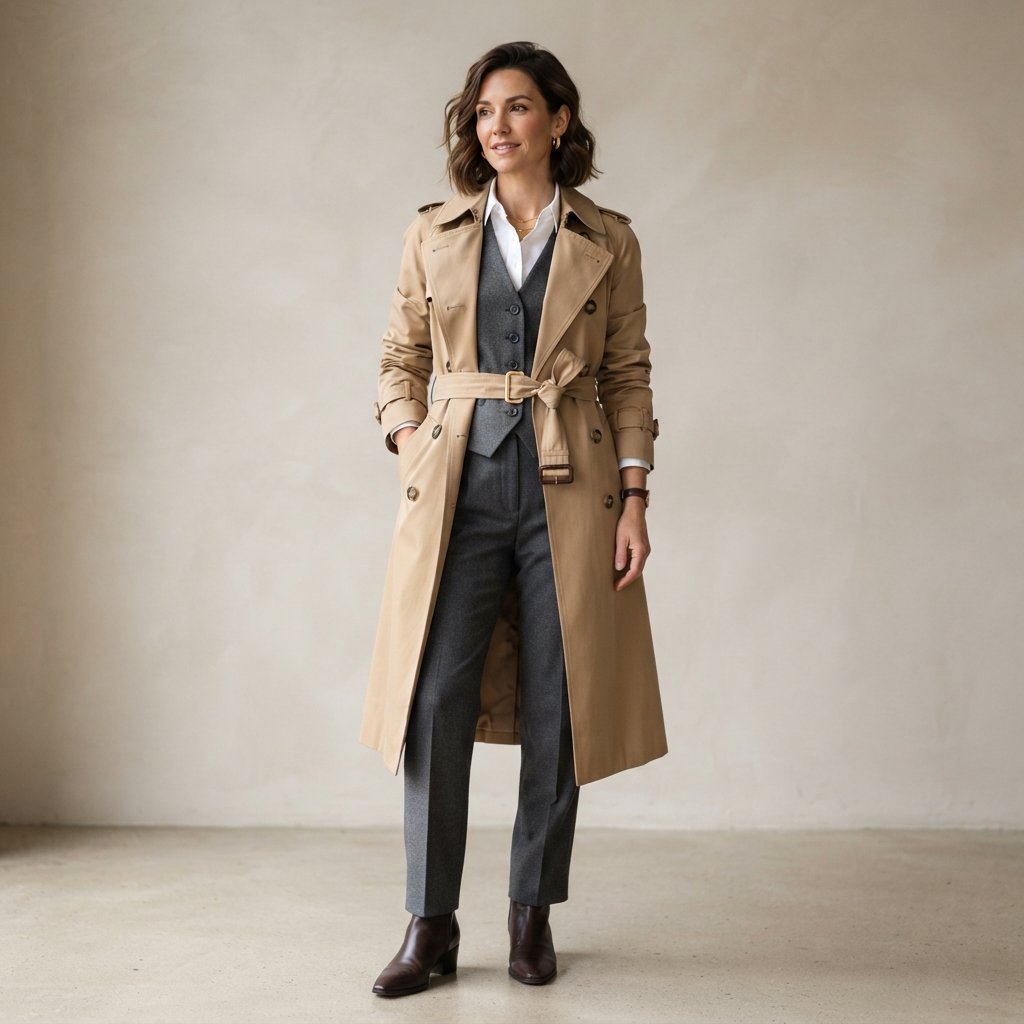 Vest And Trench Coat Outfit Ideas
