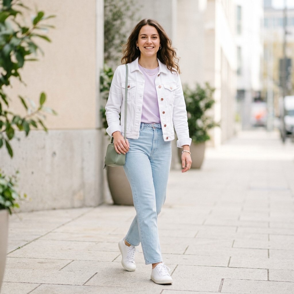 White Jean Jacket Outfit Ideas